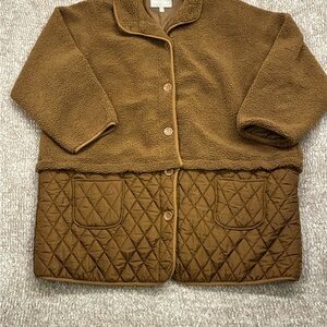 Woman Within Brown Quilted Puffer Coat